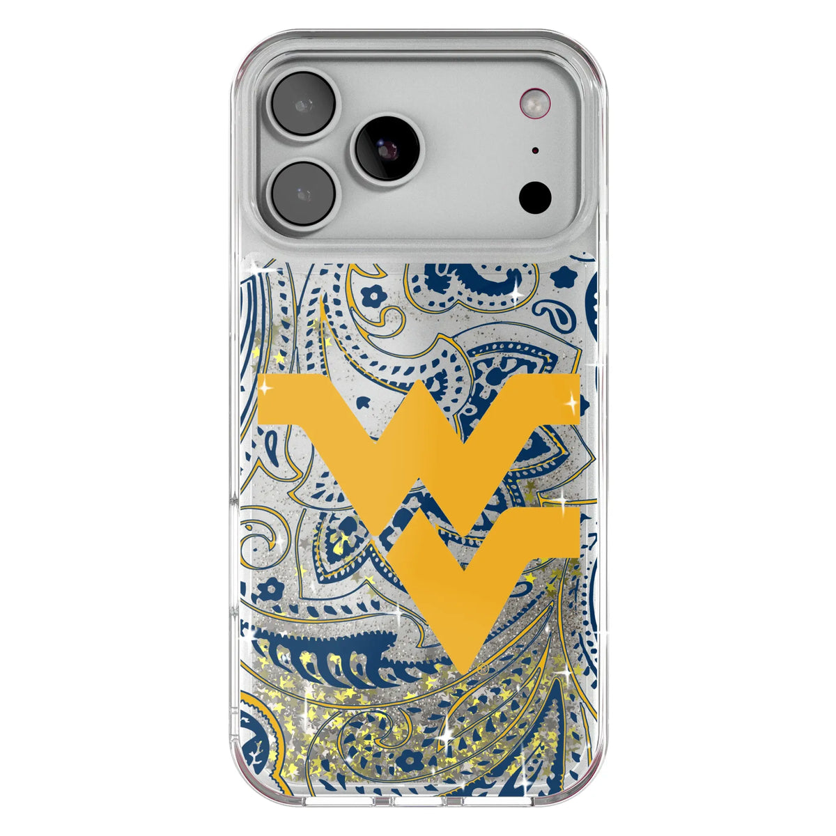 West Virginia University Mountaineers Paisley Glitter Phone Case for Apple iPhone