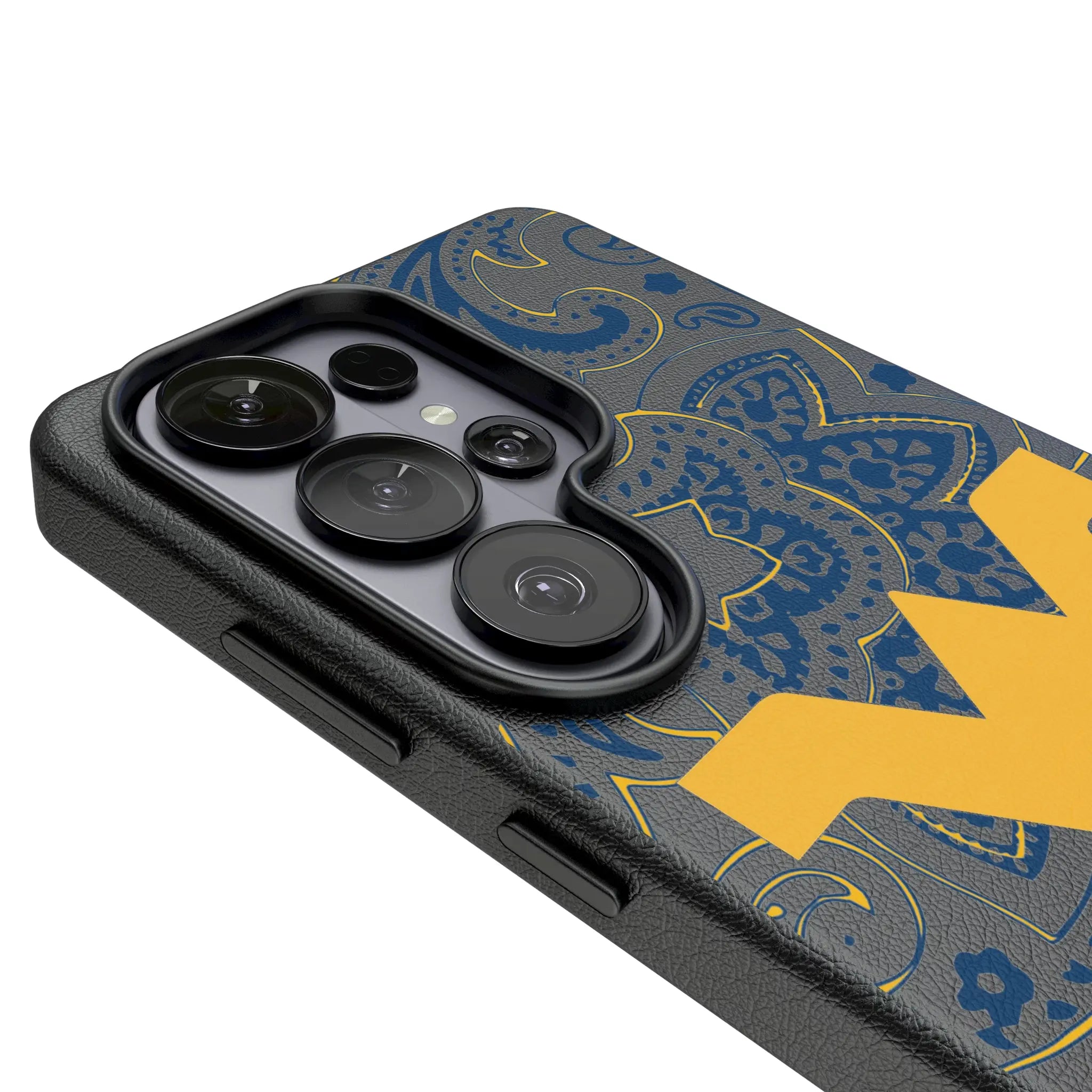 West Virginia University Mountaineers Paisley Galaxy MagSafe Compatible Phone Case for Samsung Galaxy - Detail#Device_Galaxy S26 Ultra