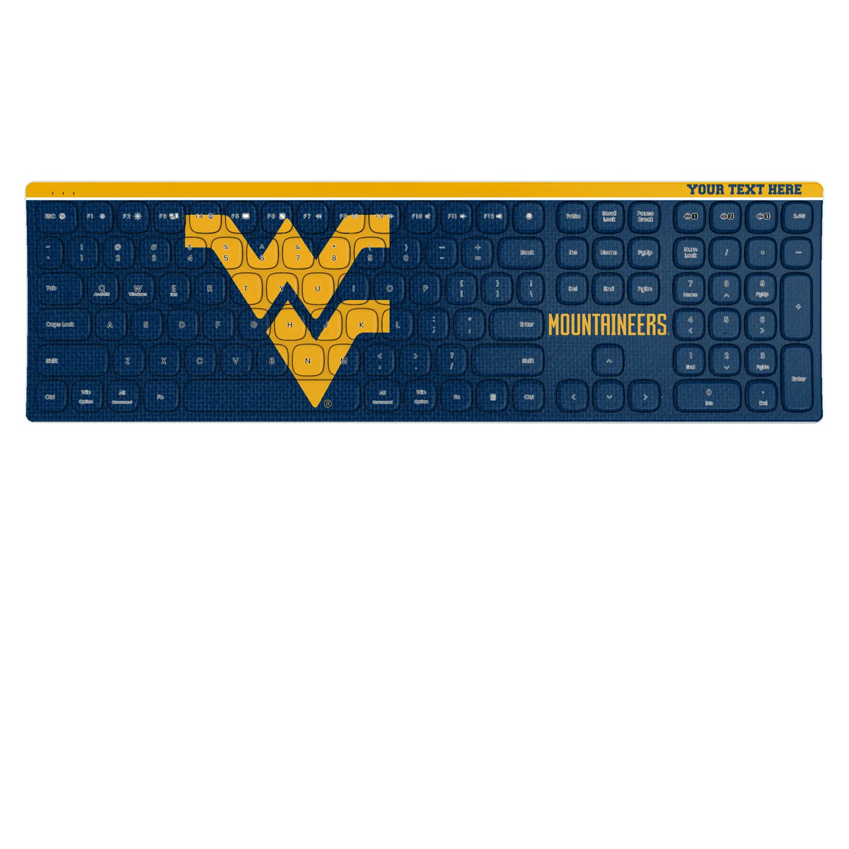 West Virginia University Mountaineers Personalized Endzone Solid KKB605 Curved Wireless Keyboard