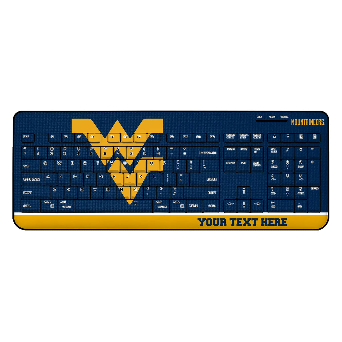 West Virginia University Mountaineers Personalized Endzone Solid Wireless USB Keyboard