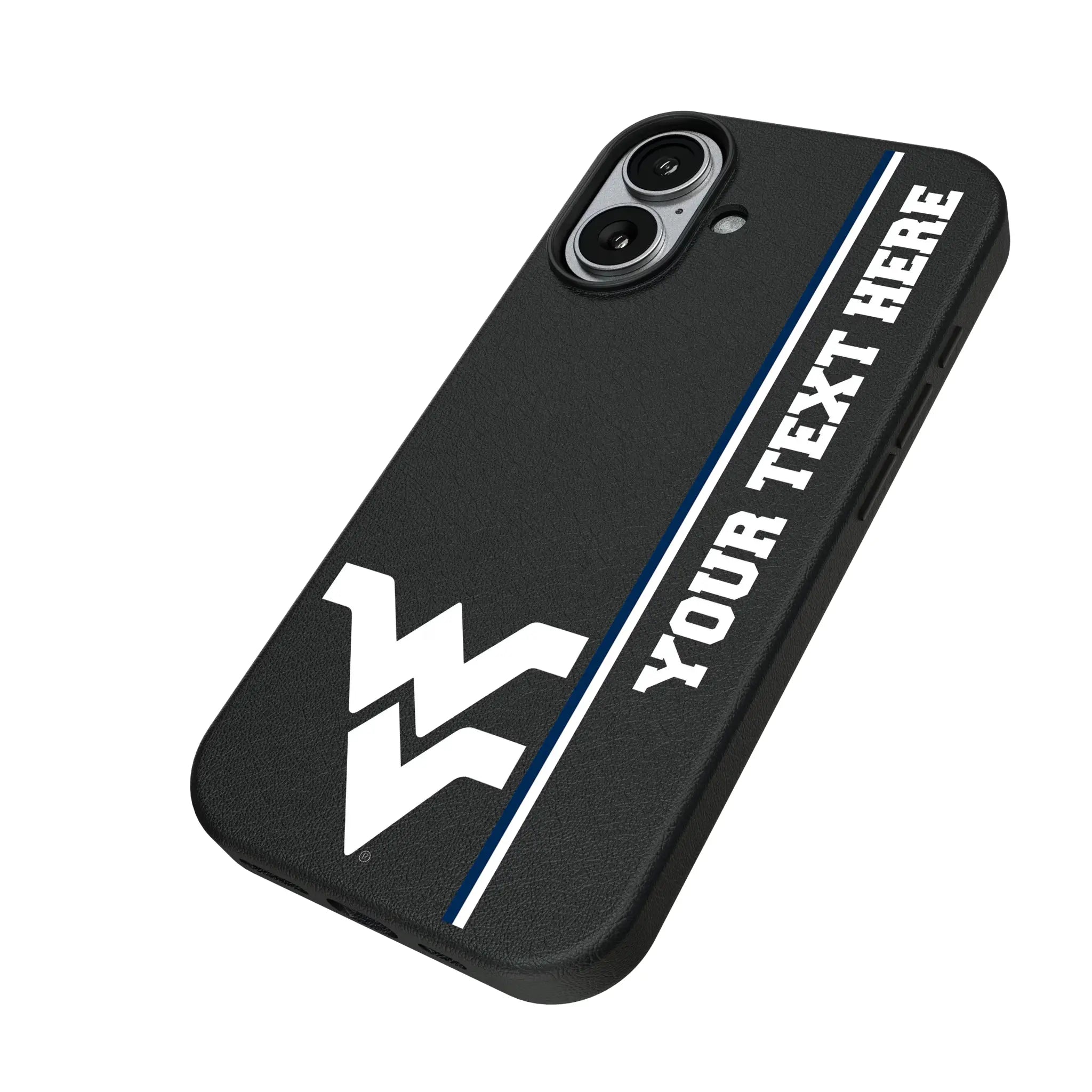 West Virginia University Mountaineers Personalized Sidebard iPhone MagSafe Compatible Phone Case for Apple iPhone - Isometric View#Device_iPhone 17