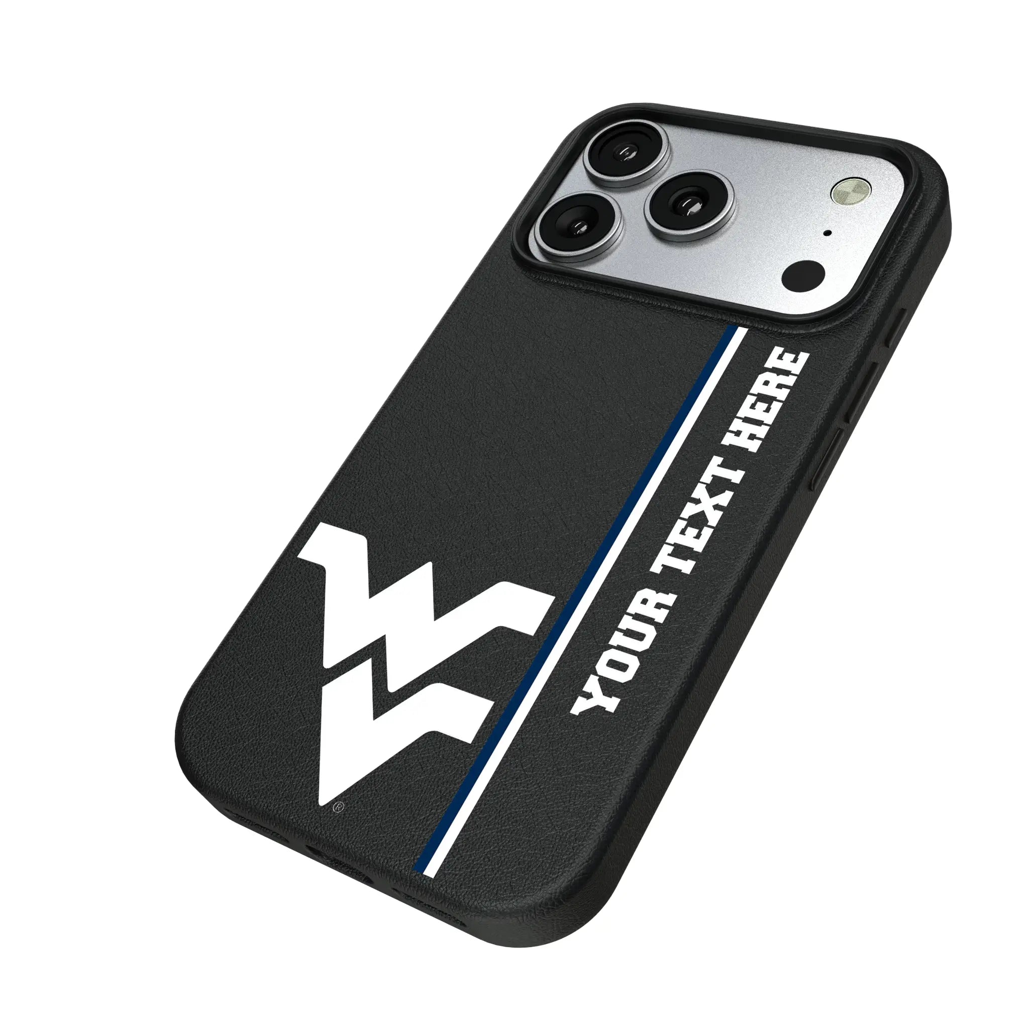 West Virginia University Mountaineers Personalized Sidebard iPhone MagSafe Compatible Phone Case for Apple iPhone - Isometric View#Device_iPhone 17 Pro