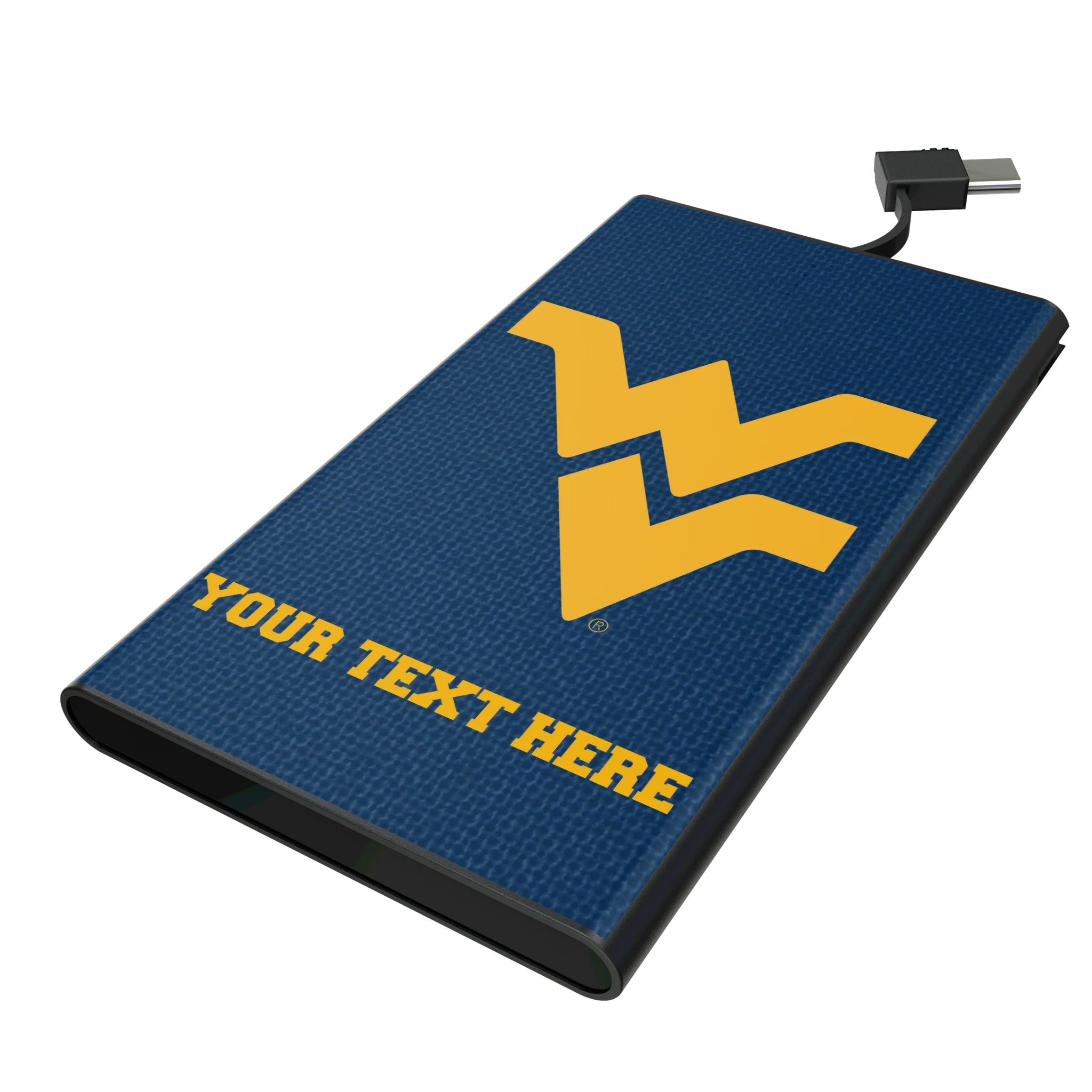 West Virginia University Mountaineers Personalized Solid 5000mAh Flat Powerbank
