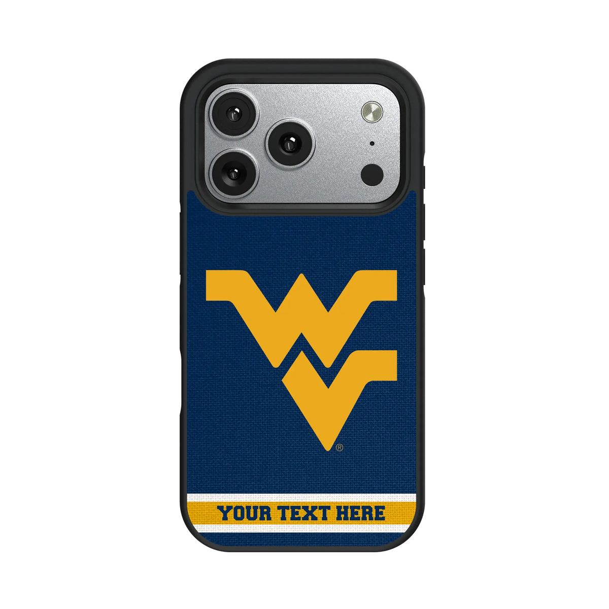 West Virginia University Mountaineers Personalized Stripe iPhone Bump Phone Case for Apple iPhone#Device_iPhone 17 Pro