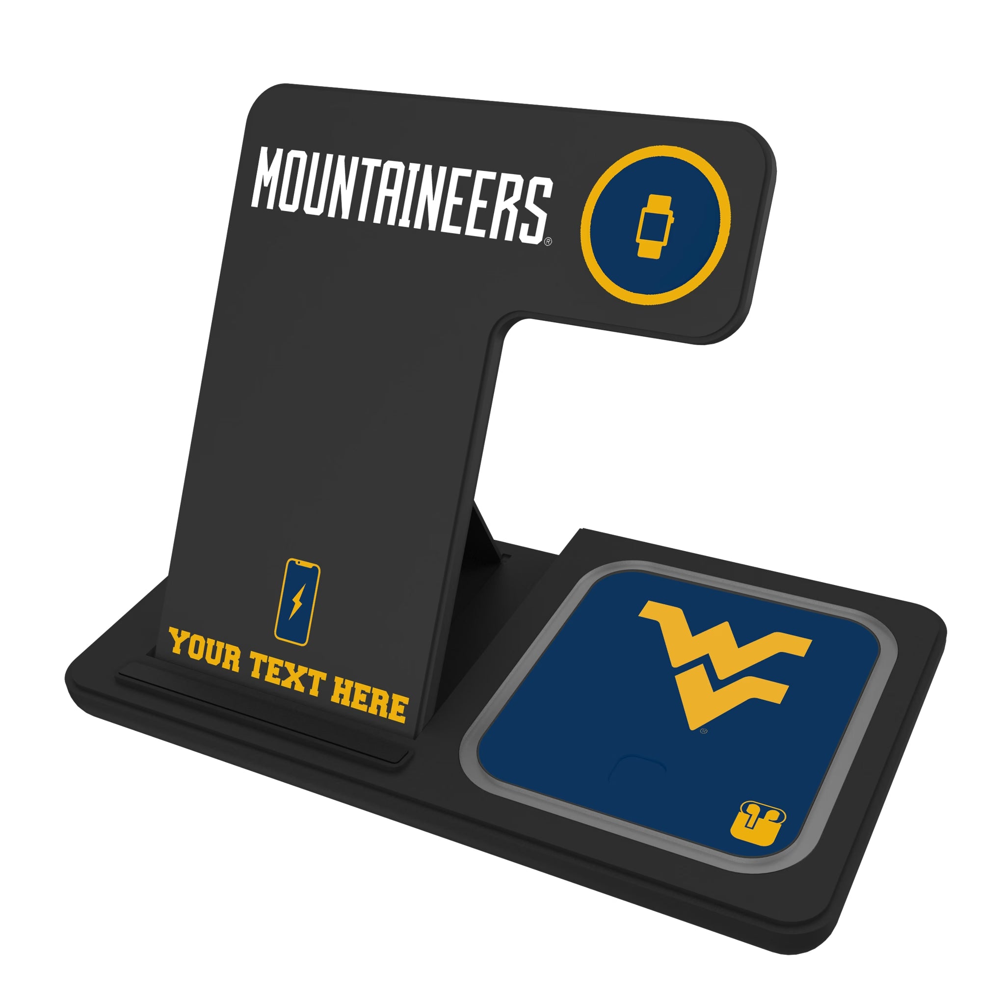 West Virginia University Mountaineers Personalized Tilt 3 in 1 Charging Station
