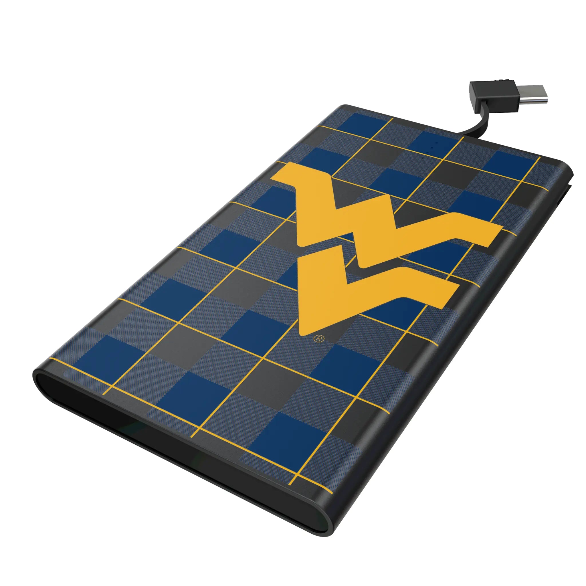 West Virginia University Mountaineers Plaid 5000mAh Flat Power Bank