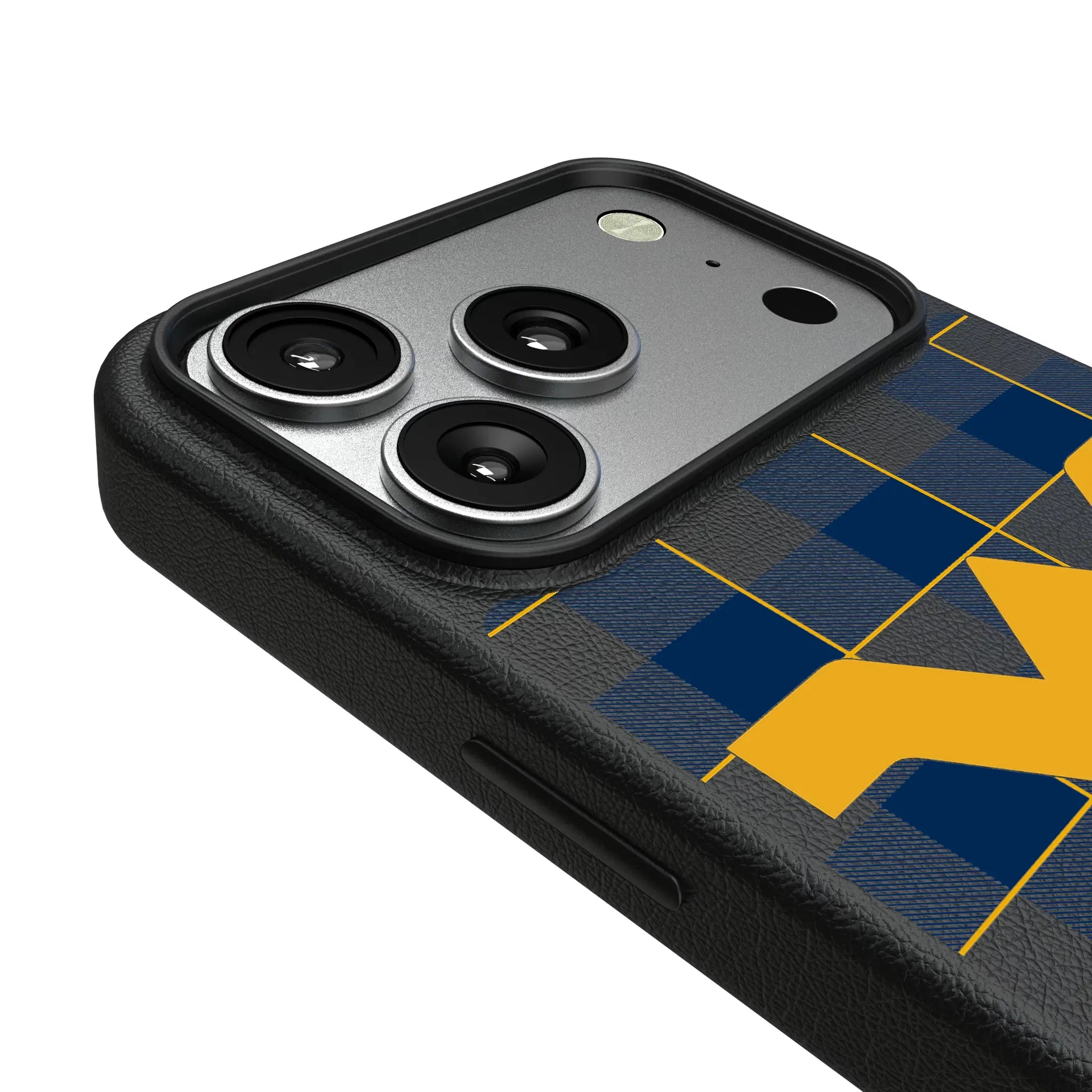 West Virginia University Mountaineers Plaid iPhone MagSafe Compatible Phone Case for Apple iPhone - Detail#Device_iPhone 17 Pro
