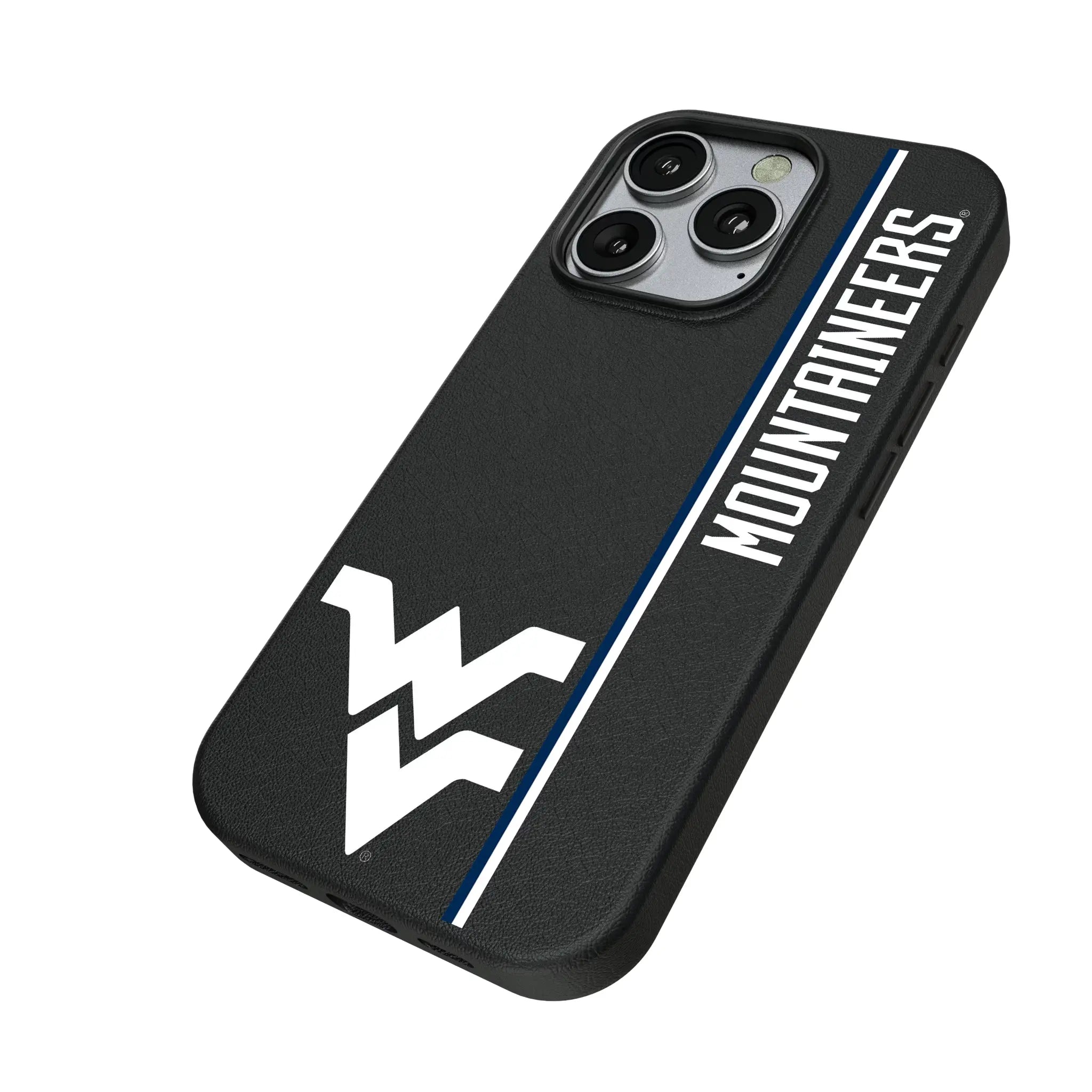 West Virginia University Mountaineers Sidebar iPhone MagSafe Compatible Phone Case for Apple iPhone - Isometric View