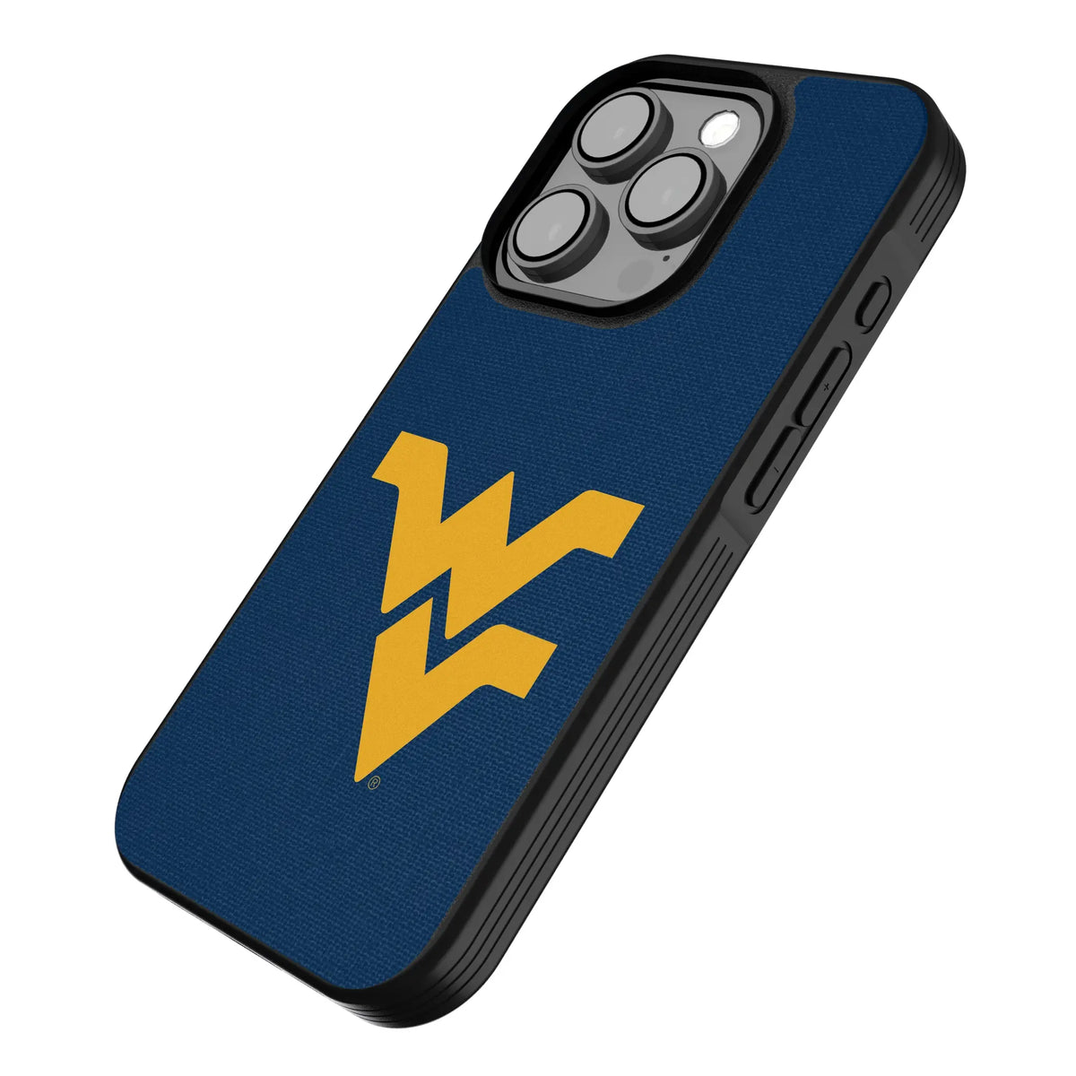 West Virginia University Mountaineers Solid iPhone Bump Phone Case for Apple iPhone - Isometric View