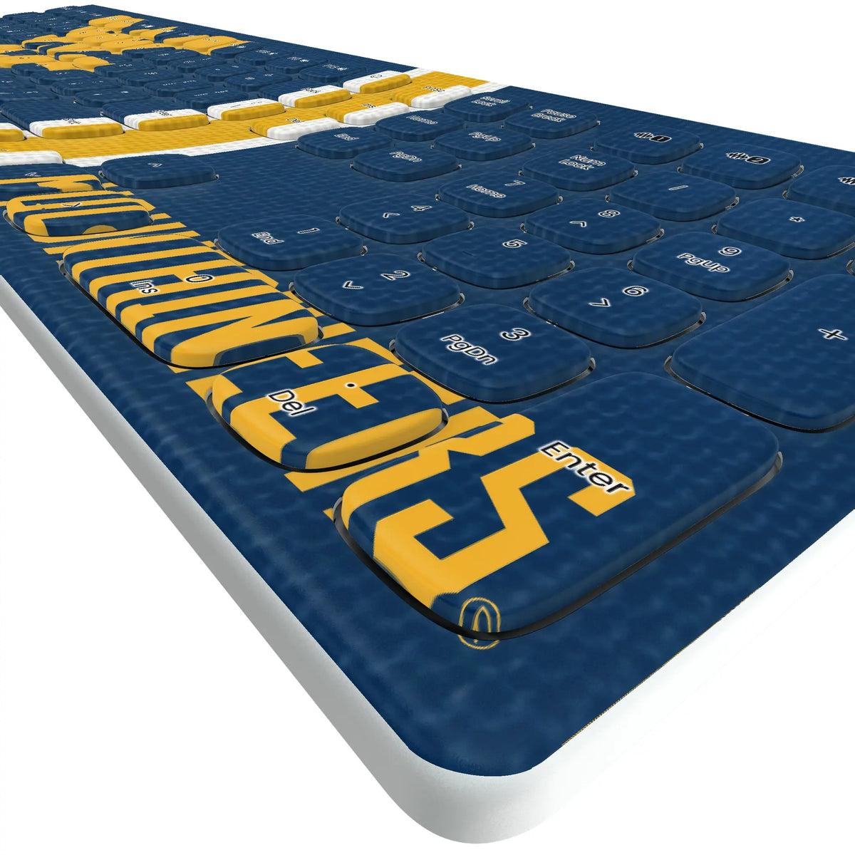 West Virginia University Mountaineers Stripe KKB605 Curved Wireless Keyboard - Detail