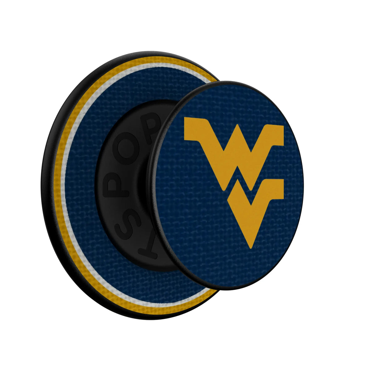 West Virginia University Mountaineers Stripe Popsockets Round Magnetic - Isometric View
