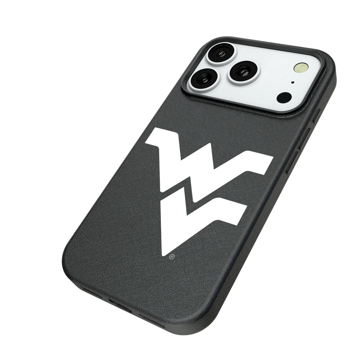 West Virginia University Mountaineers Text Backdrop iPhone MagSafe Compatible Phone Case for Apple iPhone - Isometric View#Device_iPhone 18 Pro
