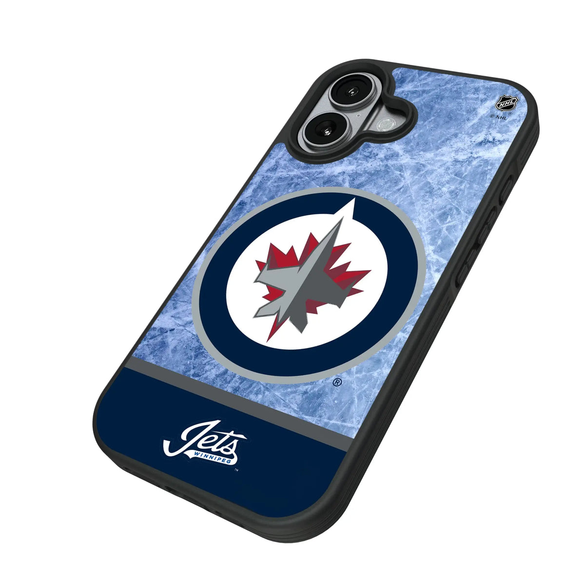 Winnipeg Jets Ice Wordmark iPhone Bump Phone Case for Apple iPhone - Isometric View#Device_iPhone 17
