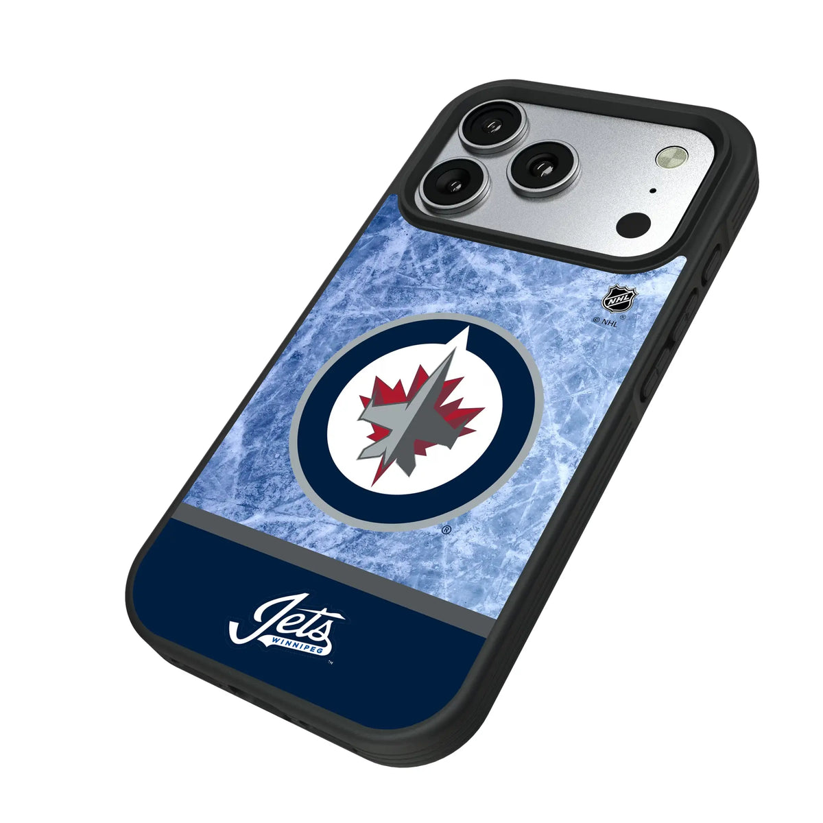 Winnipeg Jets Ice Wordmark iPhone Bump Phone Case for Apple iPhone - Isometric View#Device_iPhone 17 Pro