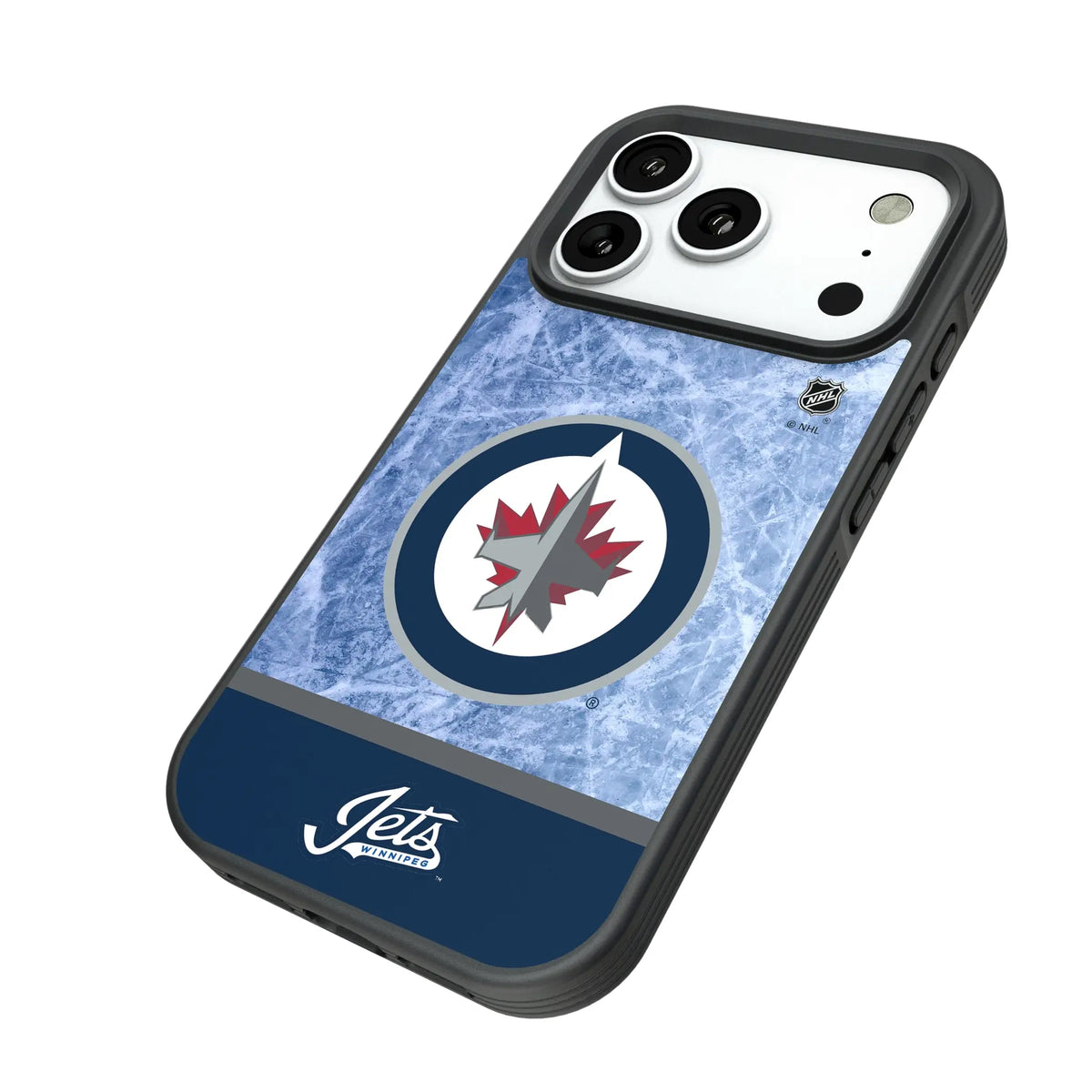 Winnipeg Jets Ice Wordmark iPhone Bump Phone Case for Apple iPhone - Isometric View#Device_iPhone 18 Pro