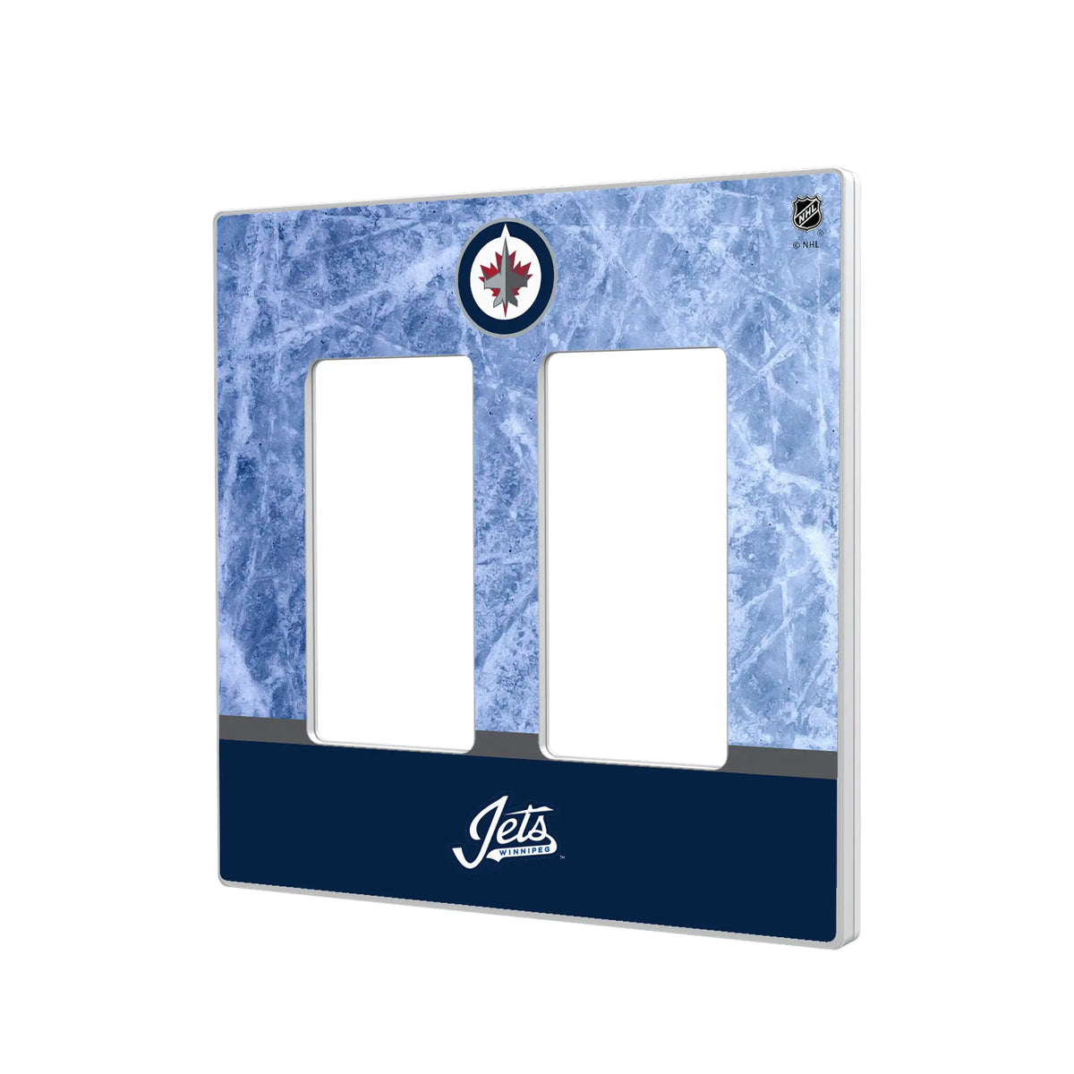 Winnipeg Jets Ice Wordmark Hidden-Screw Light Switch Plate#Style_Double Rocker