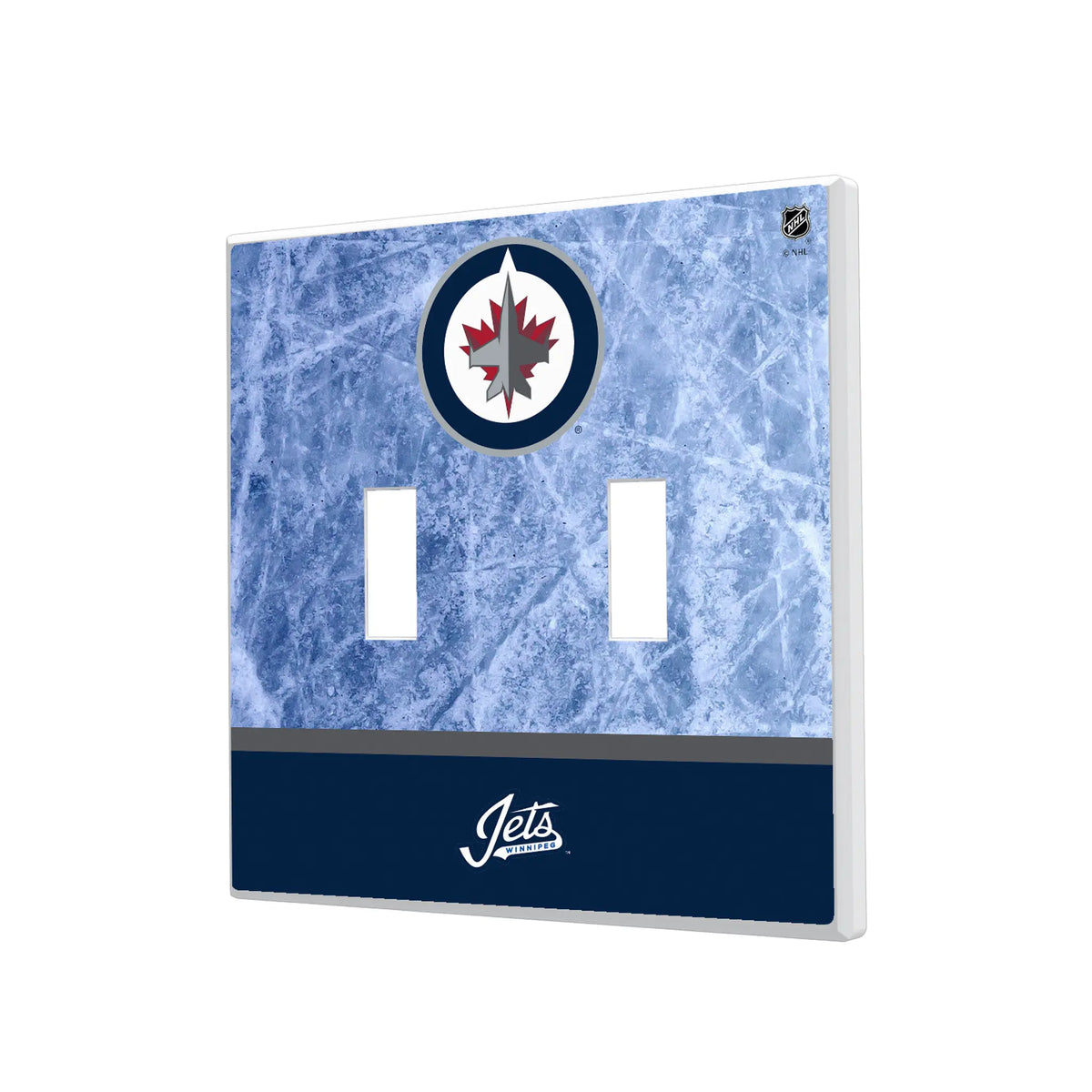 Winnipeg Jets Ice Wordmark Hidden-Screw Light Switch Plate#Style_Double Toggle