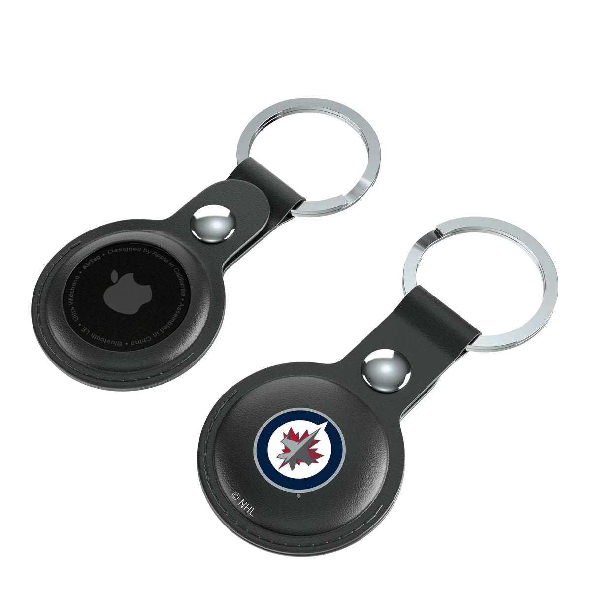 Winnipeg Jets Insignia AirTag Black Airtag Holder 2-Pack - Isometric View