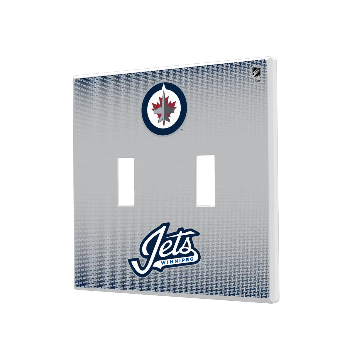 Winnipeg Jets Linen Hidden-Screw Light Switch Plate#Style_Double Toggle