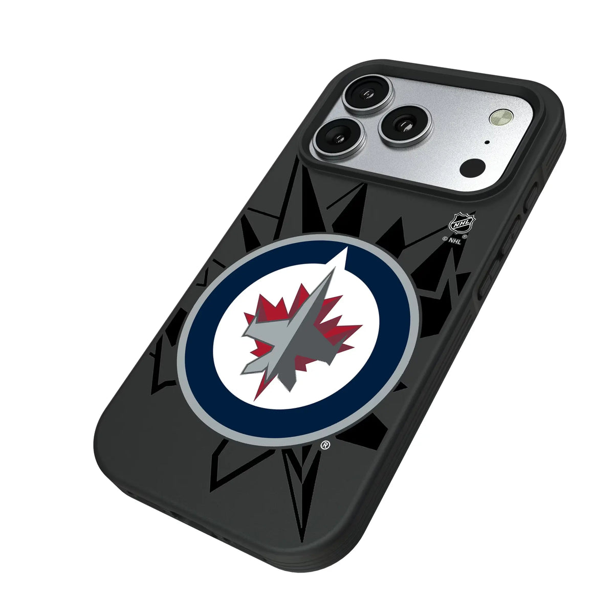 Winnipeg Jets Monocolor Tilt iPhone Bump Phone Case for Apple iPhone - Isometric View#Device_iPhone 17 Pro