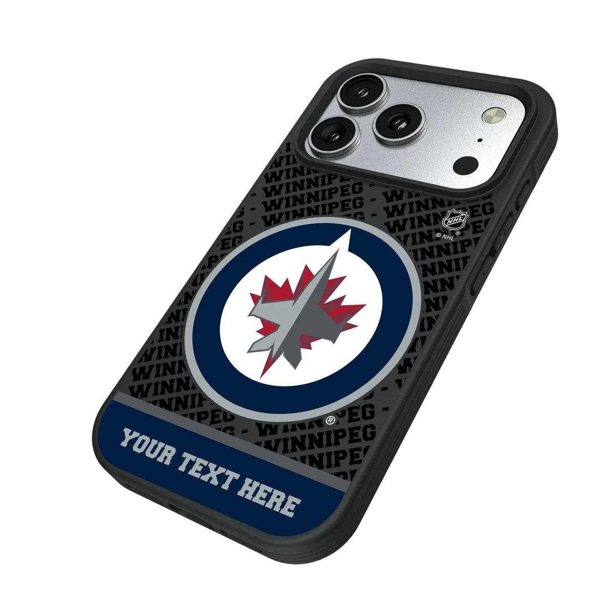 Winnipeg Jets Personalized EndZone Plus iPhone Bump Phone Case for Apple iPhone - Isometric View#Device_iPhone 17 Pro