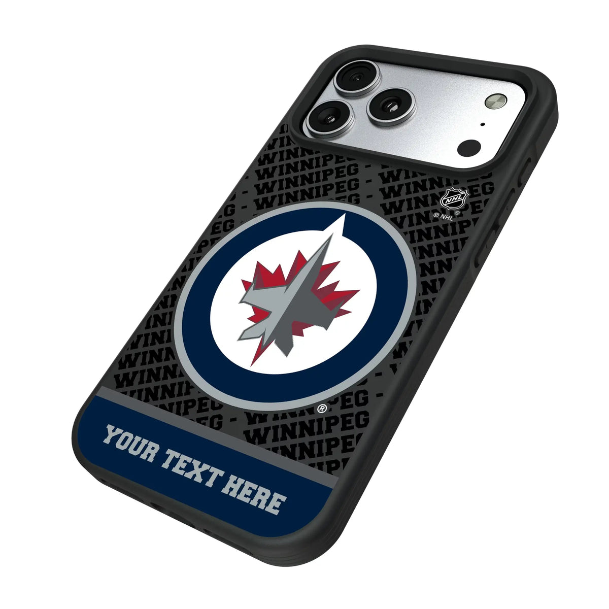Winnipeg Jets Personalized EndZone Plus iPhone Bump Phone Case for Apple iPhone - Isometric View#Device_iPhone 17 Pro Max
