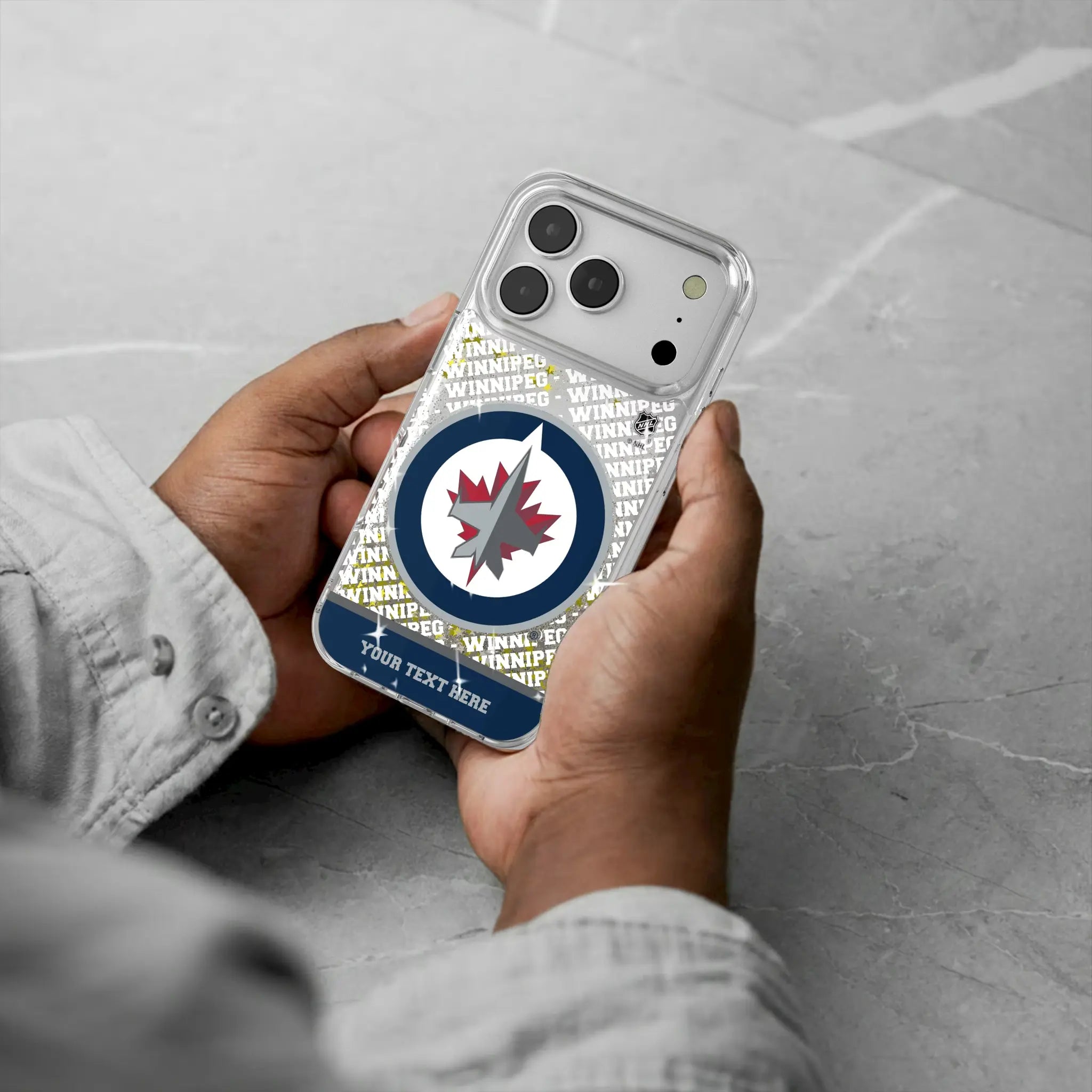 Winnipeg Jets Personalized EndZone Plus iPhone Glitter Phone Case for Apple iPhone - Lifestyle#Device_iPhone 17 Pro