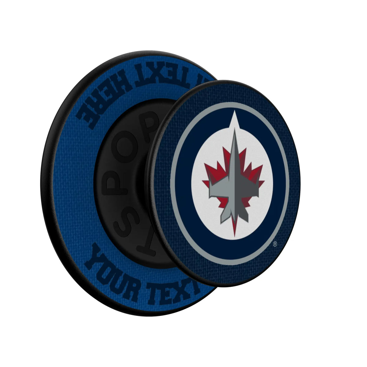 Winnipeg Jets Personalized Endzone Solid Popsockets Round Magnetic - Isometric View