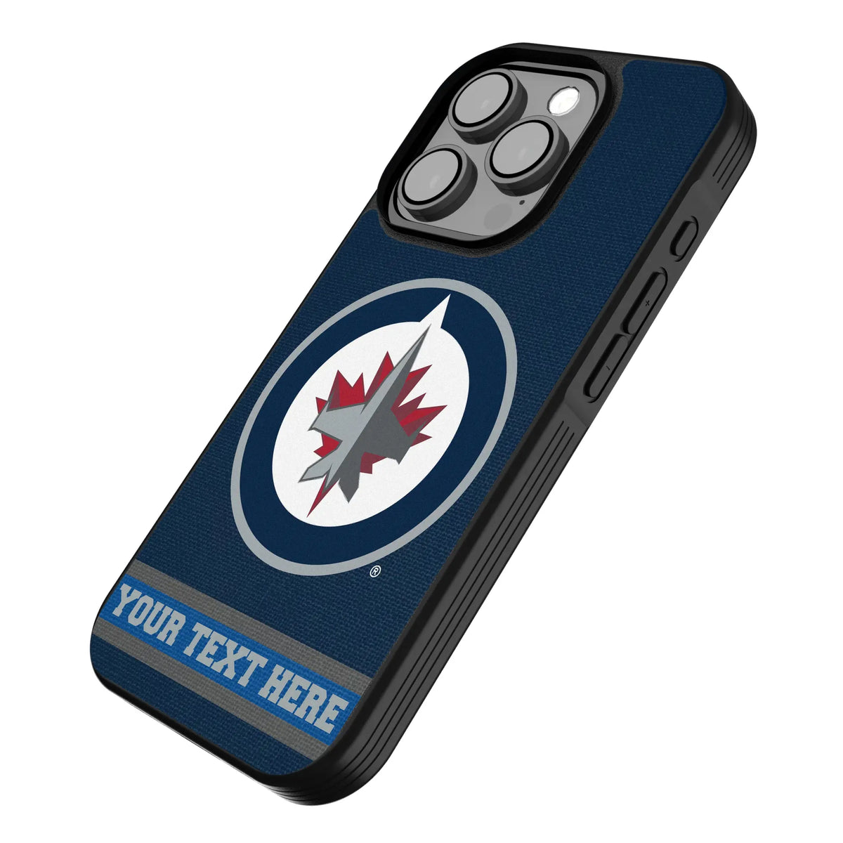 Winnipeg Jets Personalized Stripe iPhone Bump Phone Case for Apple iPhone - Isometric View