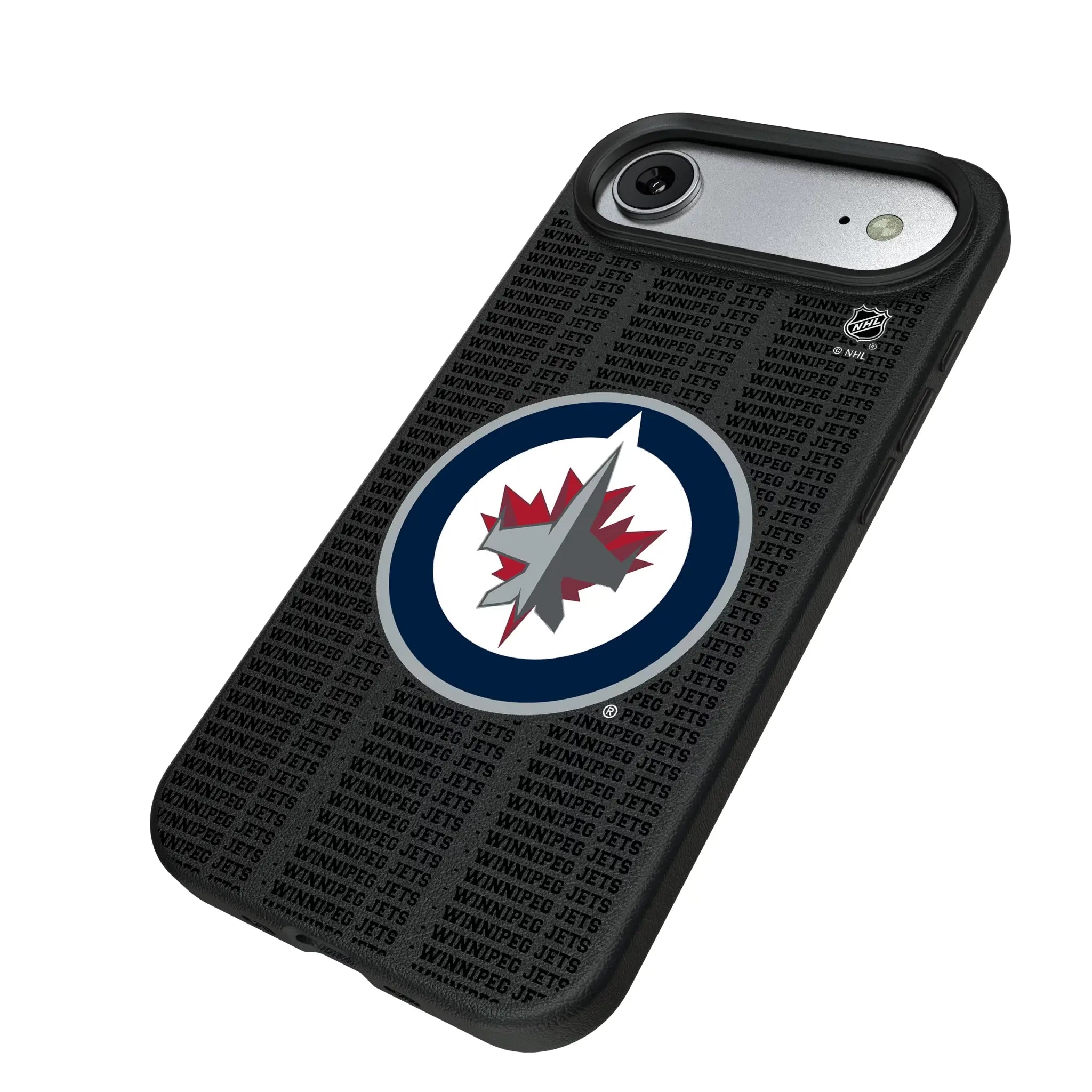 Winnipeg Jets Text Backdrop iPhone MagSafe Compatible Phone Case for Apple iPhone - Isometric View#Device_iPhone Air