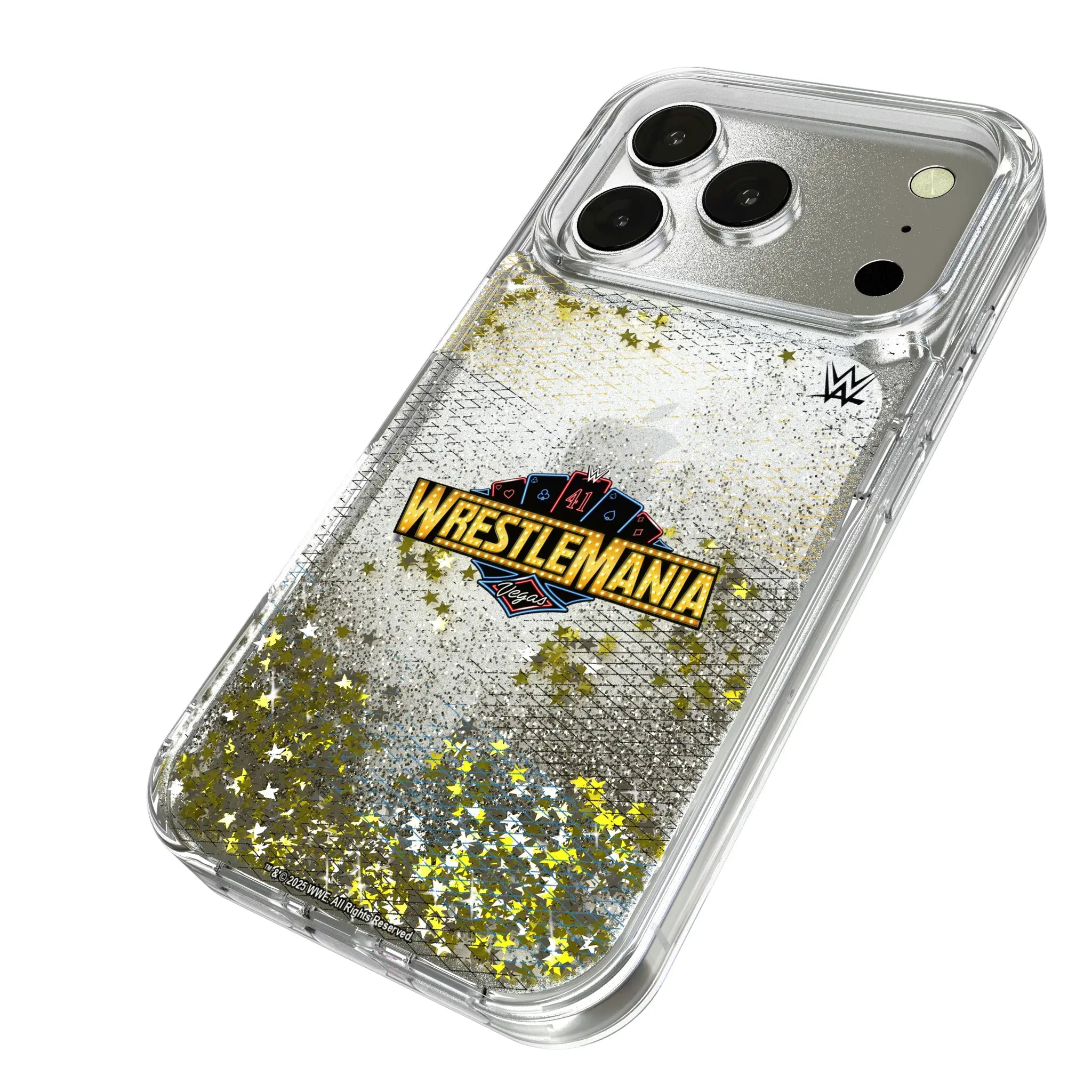 WrestleMania 41 Steel iPhone Glitter Phone Case for Apple iPhone - Isometric View