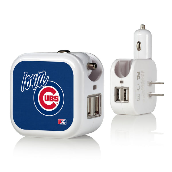 Iowa Cubs Solid 2 in 1 USB Charger