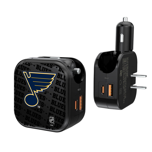 St. Louis Blues Blackletter 2 in 1 USB A/C Charger