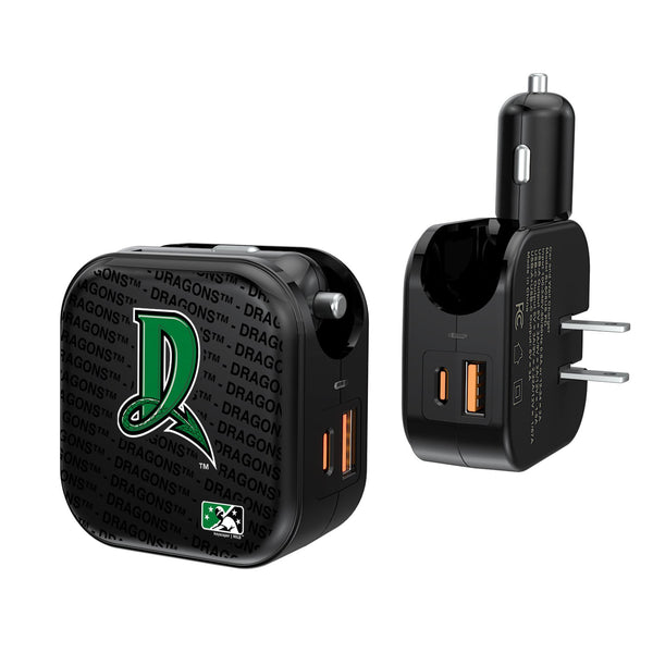 Dayton Dragons Blackletter 2 in 1 USB A/C Charger
