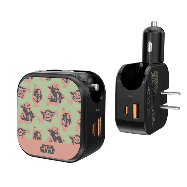 The Mandalorian Grogu Pattern 2 in 1 USB A/C Charger
