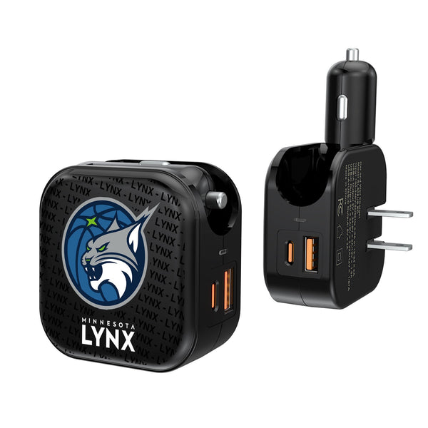 Minnesota Lynx Blackletter 2 in 1 USB A/C Charger