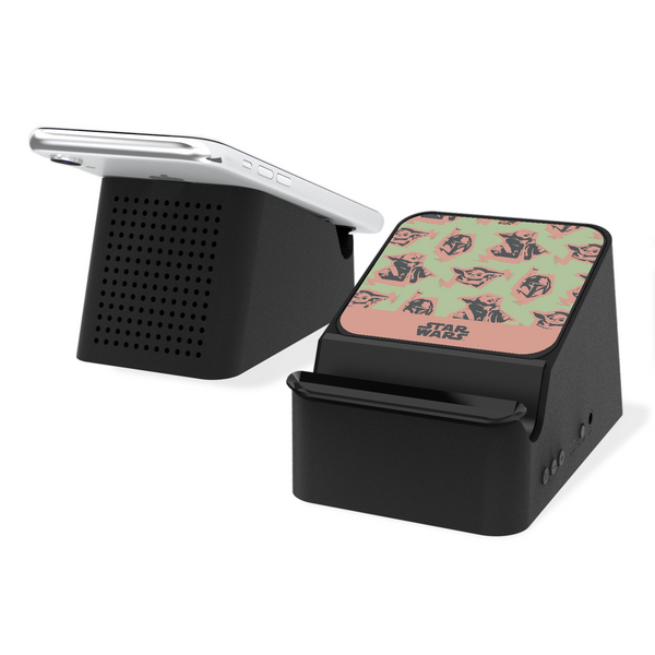 The Mandalorian Grogu Pattern Wireless Charging Station and Bluetooth Speaker