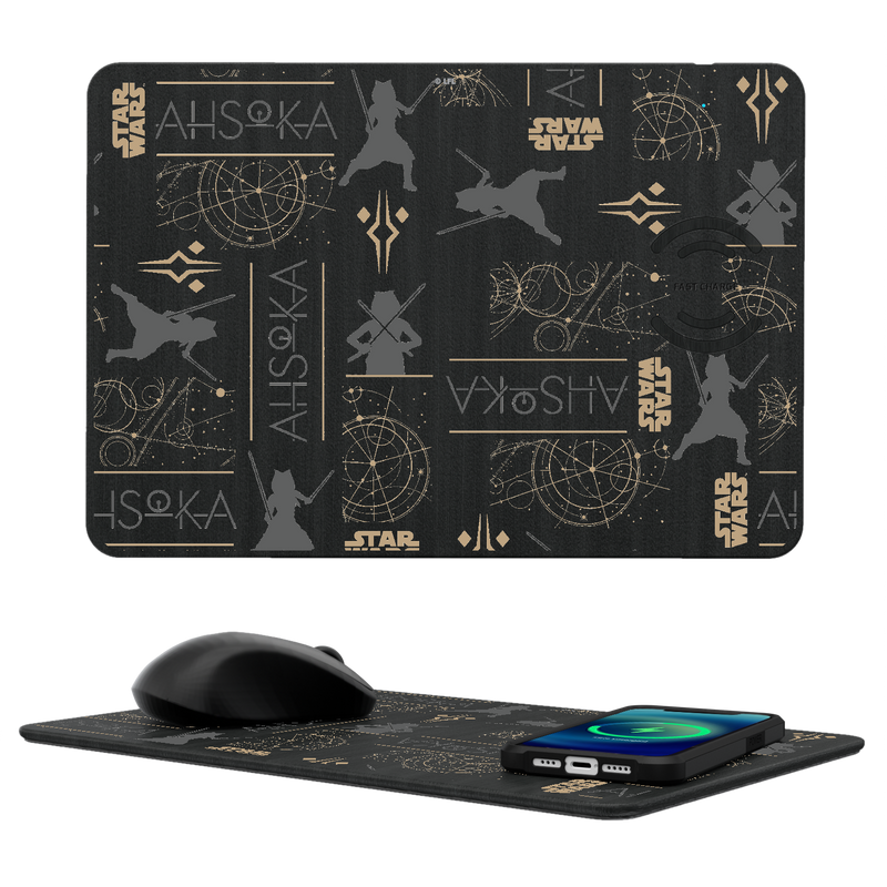 Star Wars Ahsoka Pattern 15-Watt Wireless Charger and Mouse Pad