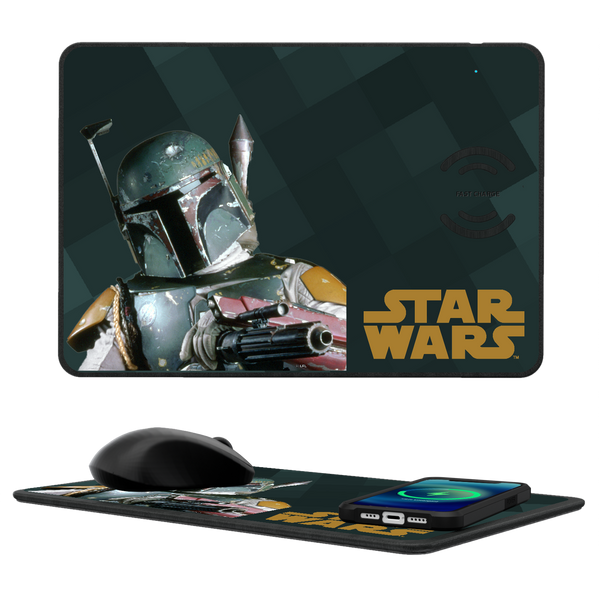 Star Wars Boba Fett Color Block 15-Watt Wireless Charger and Mouse Pad