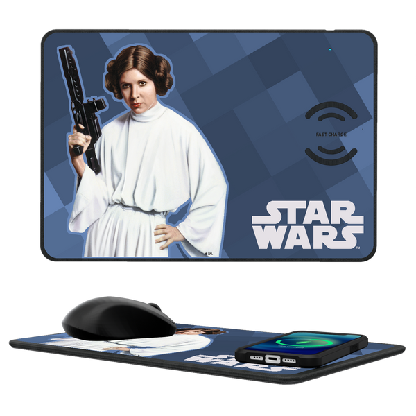 Star Wars Princess Leia Organa Color Block 15-Watt Wireless Charger and Mouse Pad