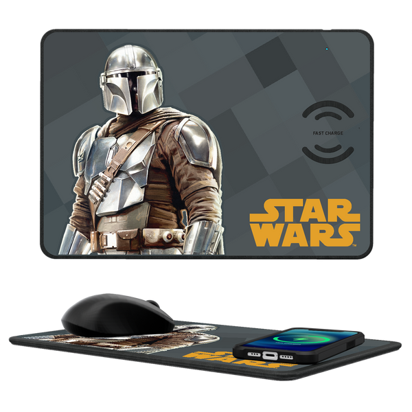 The Mandalorian Mando Color Block 15-Watt Wireless Charger and Mouse Pad