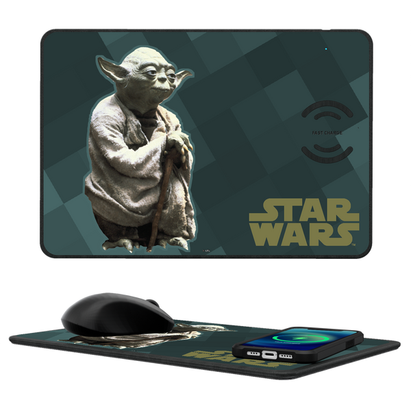 Star Wars Yoda Color Block 15-Watt Wireless Charger and Mouse Pad