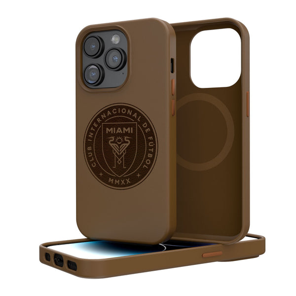 Inter Miami FC  Woodburned iPhone 14 Brown Magnetic Case