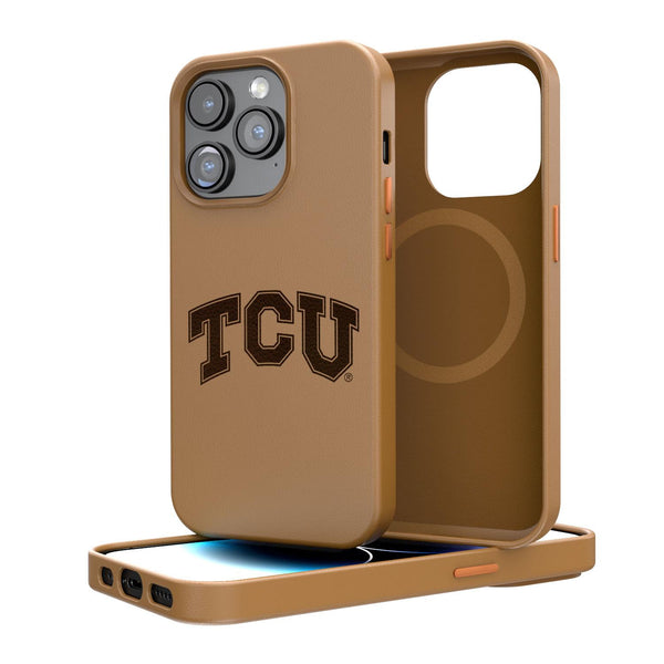 Texas Christian Horned Frogs Woodburned iPhone Brown Magnetic Case