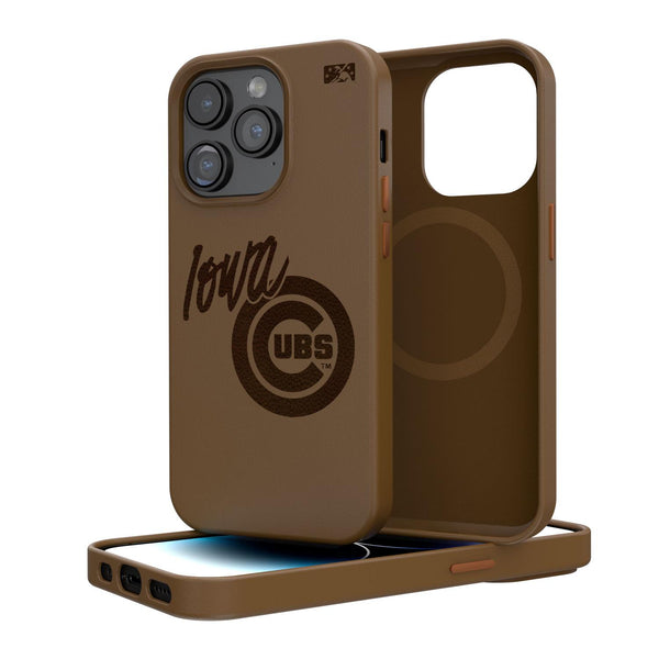 Iowa Cubs Woodburned iPhone 14 Brown Magnetic Case
