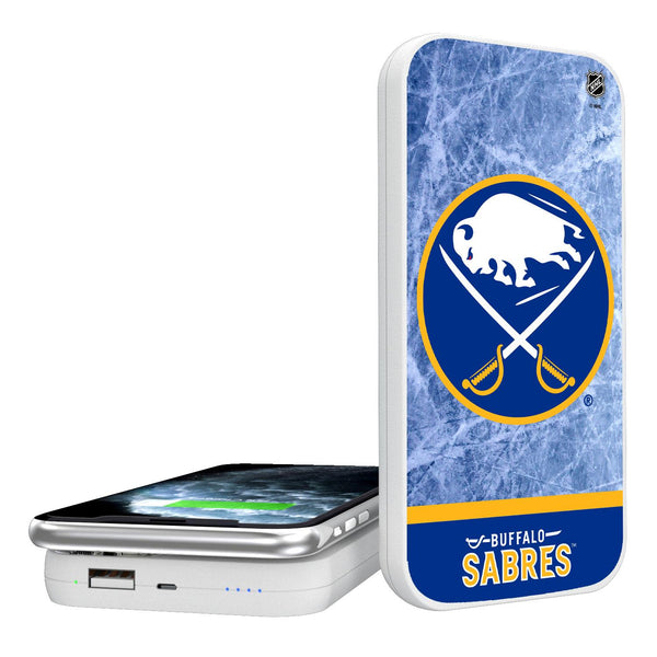 Buffalo Sabres Ice Wordmark 5000mAh Portable Wireless Charger