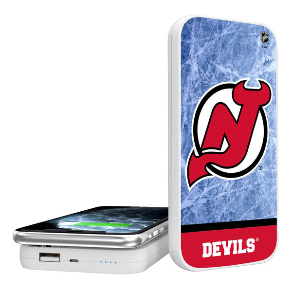 New Jersey Devils Ice Wordmark 5000mAh Portable Wireless Charger