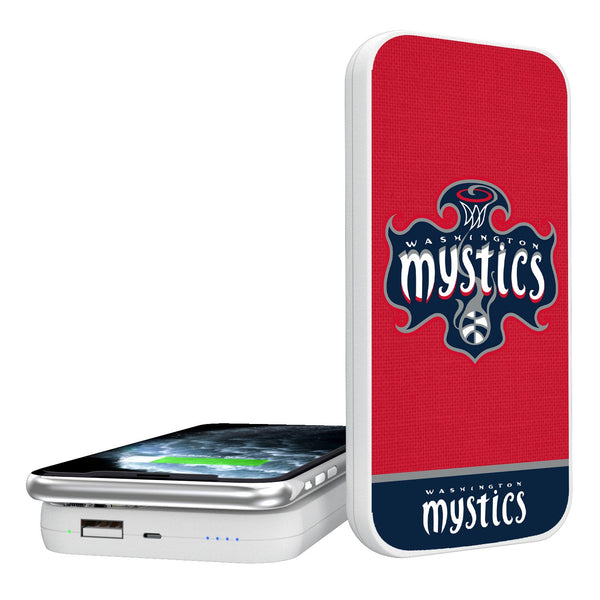 Washington Mystics Solid Wordmark 5000mAh Portable Wireless Charger