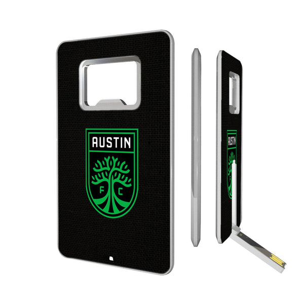 Austin FC  Solid Credit Card USB Drive with Bottle Opener 32GB