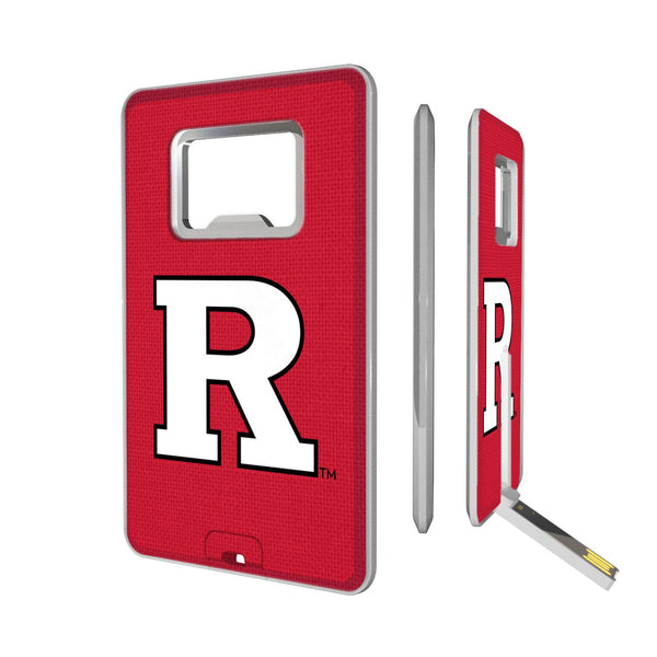 Rutgers Scarlet Knights Solid Credit Card USB Drive with Bottle Opener 32GB